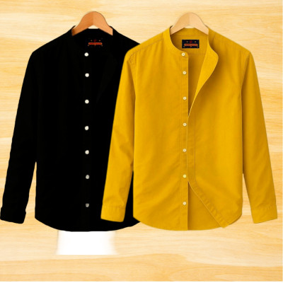 2 Pis Ban Collar Full Sleeve Shirt