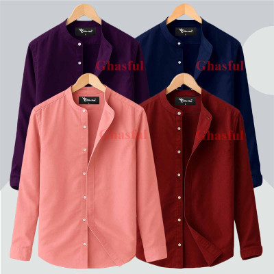 2 Pis Ban Collar Full Sleeve Shirt