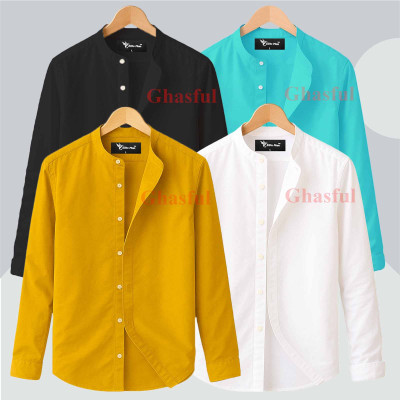 2 Pis Ban Collar Full Sleeve Shirt