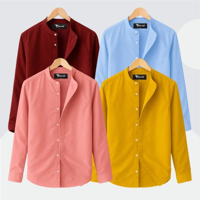 2 Pis Ban Collar Full Sleeve Shirt