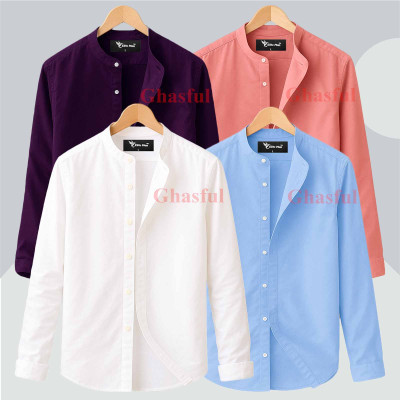 2 Pis Ban Collar Full Sleeve Shirt