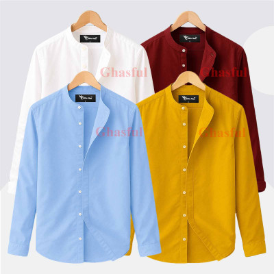 2 Pis Ban Collar Full Sleeve Shirt
