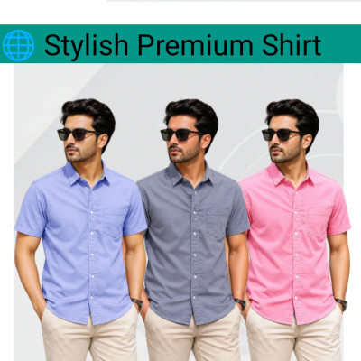 100% Oxford Cotton Fabric Short Sleeve Shirt For Men's