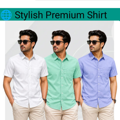 100% Oxford Cotton Fabric Short Sleeve Shirt For Men's