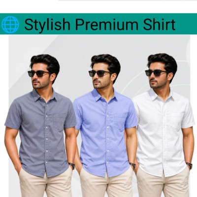 100% Oxford Cotton Fabric Short Sleeve Shirt For Men's