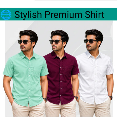 100% Oxford Cotton Fabric Short Sleeve Shirt For Men's