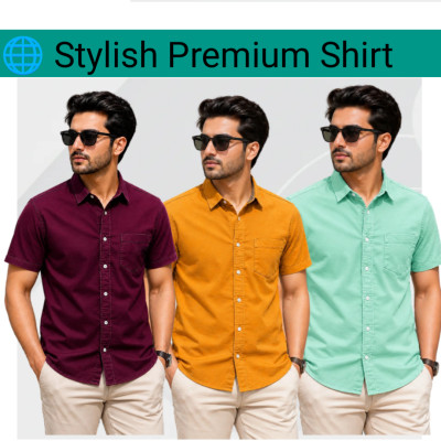 100% Oxford Cotton Fabric Short Sleeve Shirt For Men's