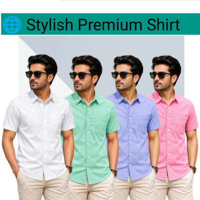 100% Oxford Cotton Fabric Short Sleeve Shirt For Men's