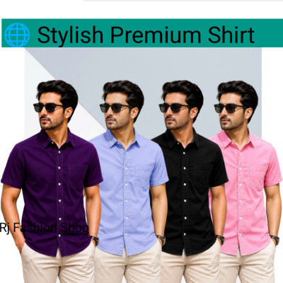 100% Oxford Cotton Fabric Short Sleeve Shirt For Men's