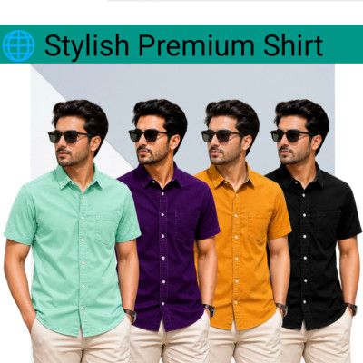 100% Oxford Cotton Fabric Short Sleeve Shirt For Men's