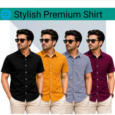 100% Oxford Cotton Fabric Short Sleeve Shirt For Men's