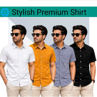 100% Oxford Cotton Fabric Short Sleeve Shirt For Men's