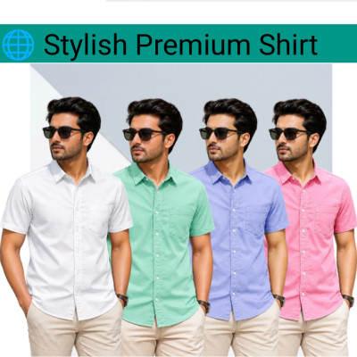 100% Oxford Cotton Fabric Short Sleeve Shirt For Men's