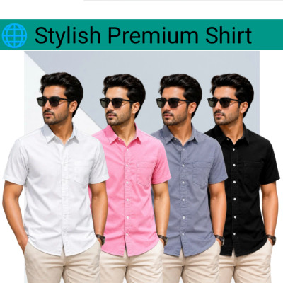 100% Oxford Cotton Fabric Short Sleeve Shirt For Men's