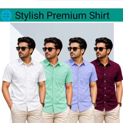 100% Oxford Cotton Fabric Short Sleeve Shirt For Men's