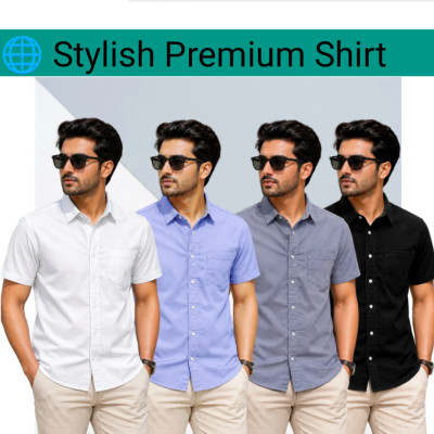 100% Oxford Cotton Fabric Short Sleeve Shirt For Men's